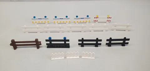 LEGO Fence Lot Of 16 White Black 1x8x2 Police Road Barricade Piece Part