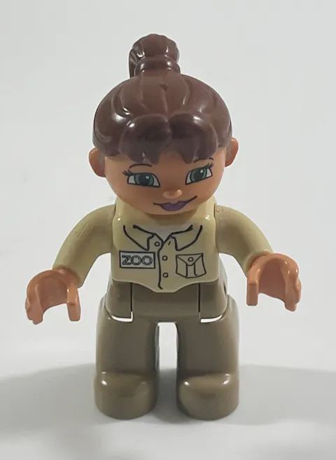 Lego Duplo Male Zoo Keeper Figure Minifigure Animal Zookeeper Brown Pants Shirt