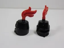 LEGO Lot of 2 Black Knight Helmets w/ Red Plume Feather Minifig S4