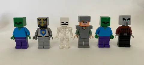 Lego LOT OF 6 MINECRAFT MINIFIGURES Alex Pillager More!
