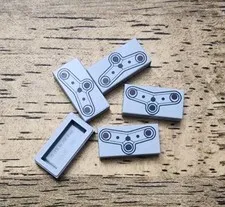 LEGO Light Bluish Gray Tile 1 x 2, Robotic Sensors. QTY 5. Part No. 3069pb1407