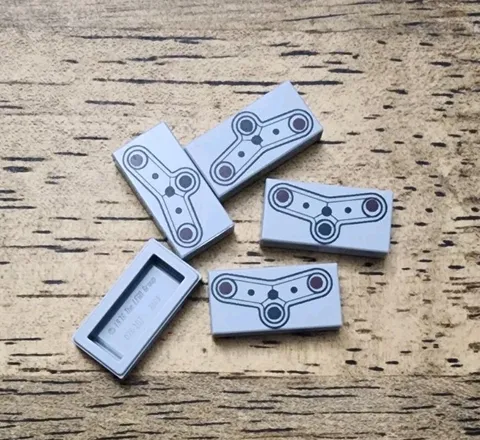 LEGO Light Bluish Gray Tile 1 x 2, Robotic Sensors. QTY 5. Part No. 3069pb1407