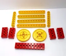 LEGO TECHNIC Thick Gear Liftarm Brick Bulk Yellow Red Lot of 13 pieces