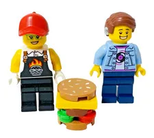 LEGO Burger Truck Customer & Burger Truck Vendor Minifigures twn496 twn495 60404