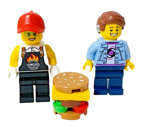 LEGO Burger Truck Customer & Burger Truck Vendor Minifigures twn496 twn495 60404