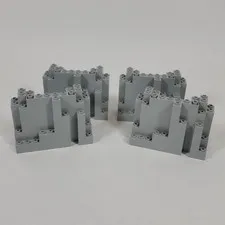 4X Vtg LEGO Castle LIGHT BLUISH GREY Rock Wall BURP Mountain Panel 6082 Part Lot