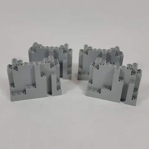 4X Vtg LEGO Castle LIGHT BLUISH GREY Rock Wall BURP Mountain Panel 6082 Part Lot
