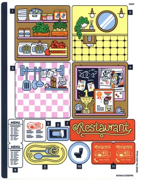 LEGO STICKER SHEET 42655 RESTAURANT & COOKING SCHOOL from set New & Genuine