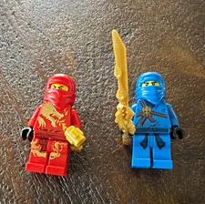 LEGO NINJAGO Minifigure Lot of 2 Kai & Jay Ninjas w/ Gold Sword