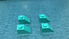 LEGO PART 3040 SLOPE 45 2X1 BRICK (4 PIECES-DARK TURQUOISE)