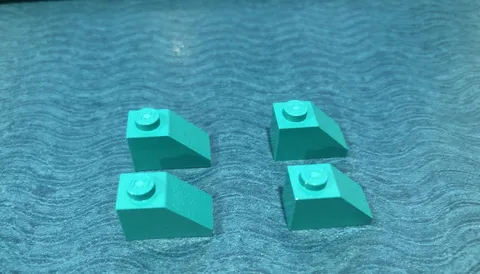 LEGO PART 3040 SLOPE 45 2X1 BRICK (4 PIECES-DARK TURQUOISE)
