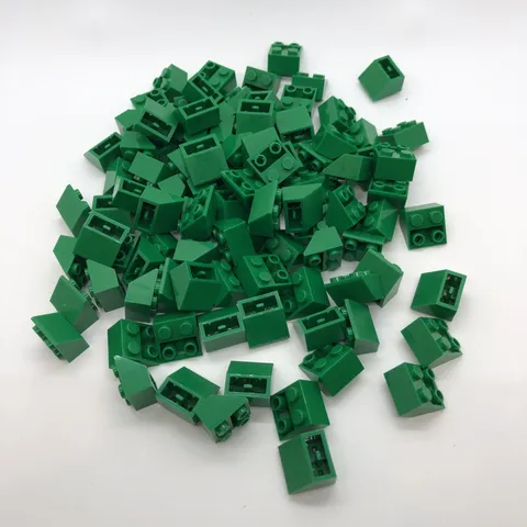 Lego 2 X 2 45 Degree Inverted #3660 Roof Tile Green Bricks 4142717 Lot Of 100