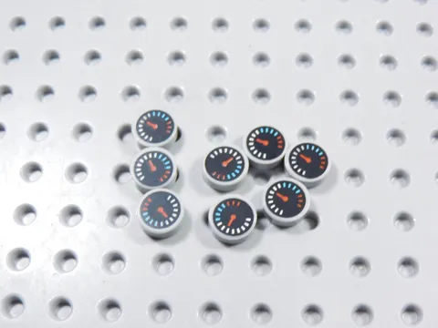 LEGO Lot of 8 Light Bluish Gray Round 1x1 Printed Tiles Plates Gauge Minifig BI
