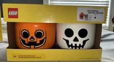 LEGO Small Set of 2 Halloween Pumpkin & Skeleton Orange/White -FREE SHIPPING