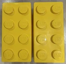 Lot Of 2 LEGO Classic Brick Stackable Empty Storage Containers 14 x 7 x 7 Yellow