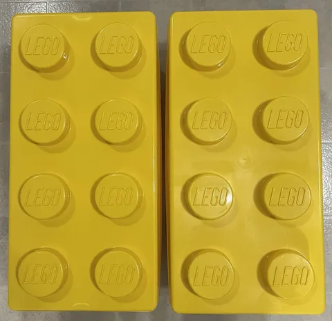 Lot Of 2 LEGO Classic Brick Stackable Empty Storage Containers 14 x 7 x 7 Yellow