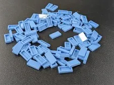Lego x100 New Medium Blue Tile 1 x 2 # 3069