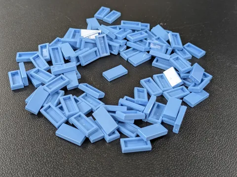 Lego x100 New Medium Blue Tile 1 x 2 # 3069