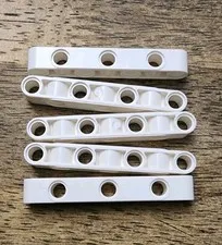 LEGO White Technic, Liftarm, Perpendicular Holes Thick 1 x 7. QTY 5. Part 2391