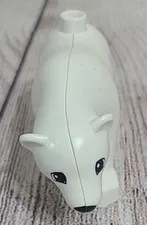 Lego Duplo Polar Bear Replacement Part Figurine Toy White Black 4"