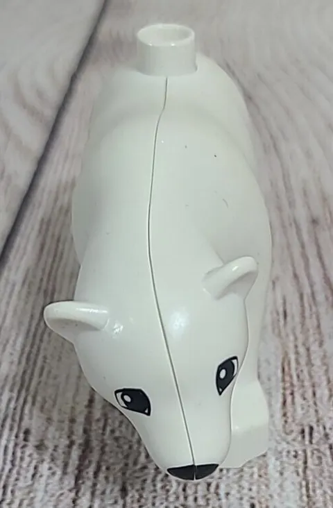 Lego Duplo Polar Bear Replacement Part Figurine Toy White Black 4"