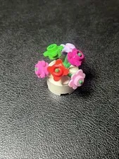 LEGO White Flower Pot w/ Green Red Lavender Flower Plant Minifigure