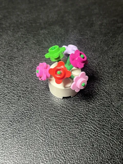 LEGO White Flower Pot w/ Green Red Lavender Flower Plant Minifigure