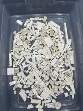 1 lb. Bulk Mixed White Legos - standard blocks and unique pieces (Lot B)