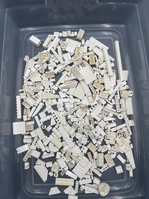 1 lb. Bulk Mixed White Legos - standard blocks and unique pieces (Lot B)