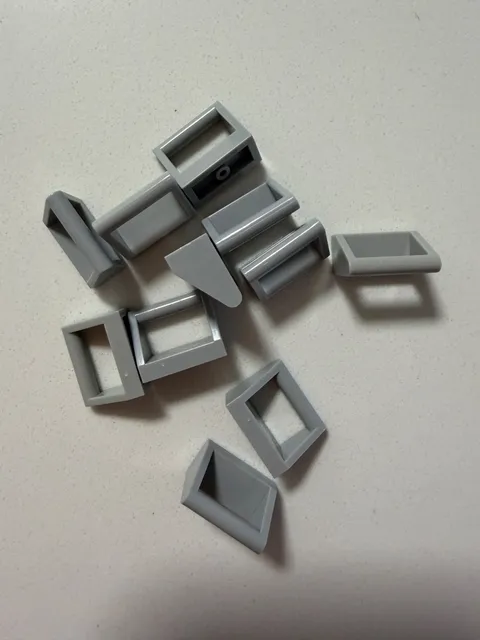 LEGO Parts 2432 (11pcs) Tile, 1x2 w Handle Light Bluish Gray