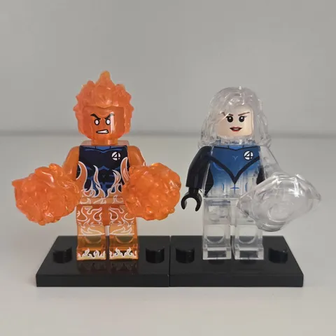 Lego Fantastic Four Human Torch Invisible Woman Custom Minifigures Set of 2