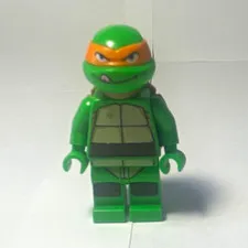 LEGO Green Turtle Minifigure w/ Orange Mask & Shell Plastic Figure