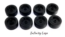 8 LEGO Black Wheel 24 x 12 Black Tire Black  Rim Pine Hole (18977 66727 60294)