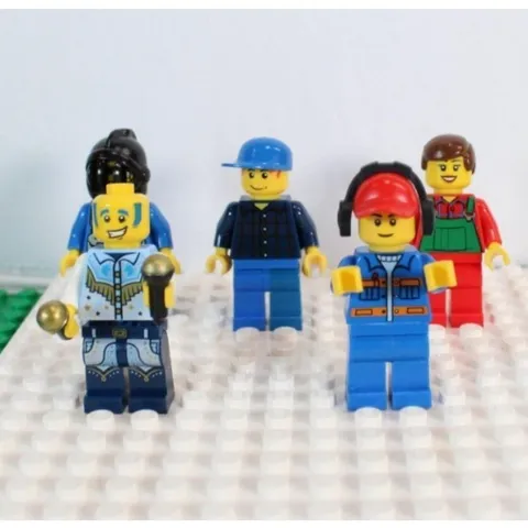 LEGO Minifigure Lot 5 Figures City Town Singer Worker Driver Accessories Mixed
