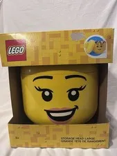 NEW- 2023 LEGO Storage Head Large Girl Face Yellow Container  12"