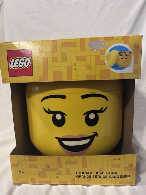 NEW- 2023 LEGO Storage Head Large Girl Face Yellow Container  12"