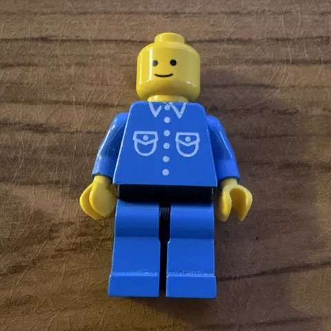 LEGO Classic Minifigure Yellow Head Blue Torso Outfit Plastic Single Vintage