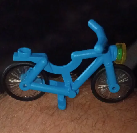 LEGO Custom Printed Blue Bicycle w/ Black Wheels & Trans-Yellow Headlight