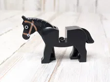 Lego Castle 7187 Black Horse Black Pupil Brown Bridle Minifigure