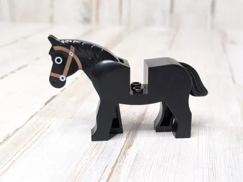 Lego Castle 7187 Black Horse Black Pupil Brown Bridle Minifigure