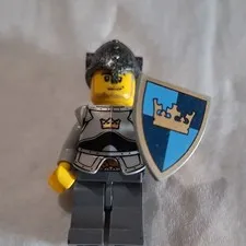 LEGO Fantasy Era Crown Knight  Minifigure Silver Armour Helmet with Blue Shield