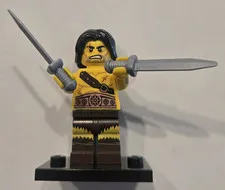 LEGO Series 11 (2013) Barbarian Minifigure with 2 Gray Swords & Base (Set 71002)
