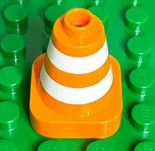 Lego Duplo Orange Traffic Cone White Stripes in 7840 3293 5652 6146 4986 4688