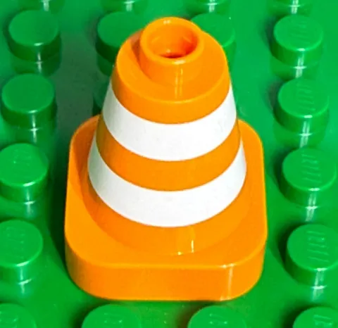 Lego Duplo Orange Traffic Cone White Stripes in 7840 3293 5652 6146 4986 4688