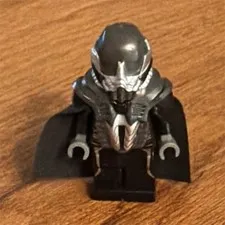 LEGO Minifigure Black Armor w/ Cape & Silver Helmet, Plastic
