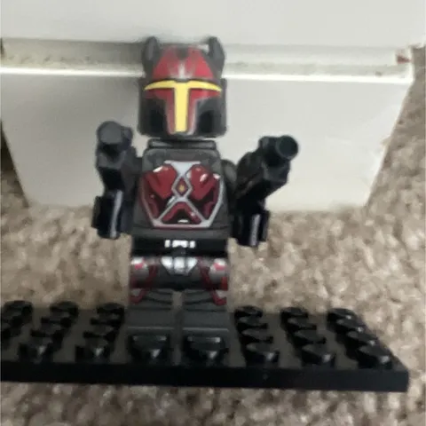 LEGO Black/Red Armored Minifigure w/ Helmet & Blaster Accessory