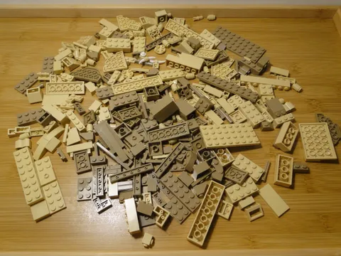Lego Bulk Bricks Light Tan Dark Tan Brownish-Tan Pieces Random Lot Color Plate