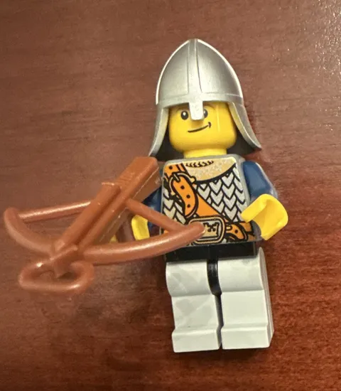 LEGO Castle Knight Minifigure w/ Silver Helmet & Brown Crossbow, Plastic