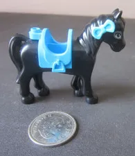 LEGO FRIENDS HORSE w/ Saddle & bow Black horse Blue saddle & bow GREAT COND.