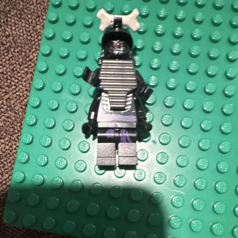 LEGO Plastic Minifigure Black & Gray with Horned Helmet and Silver Chest Armor